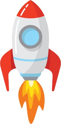 Roket with social media icons